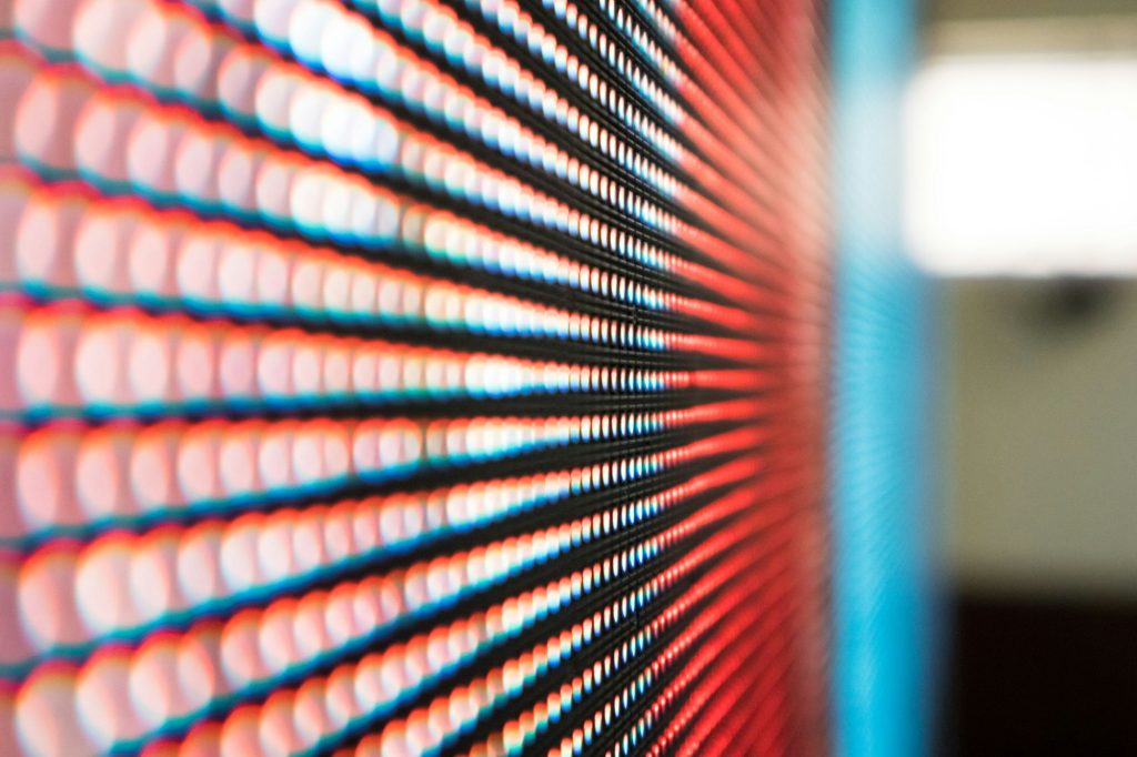 Close-up of an LED display panel
