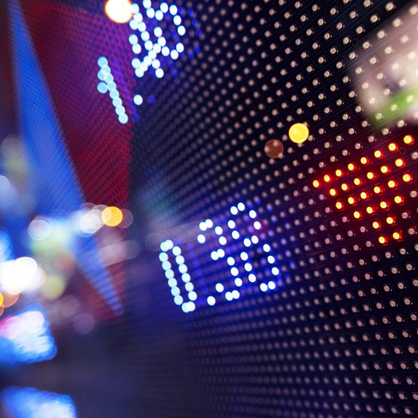 led display at night with stock infomation abstract